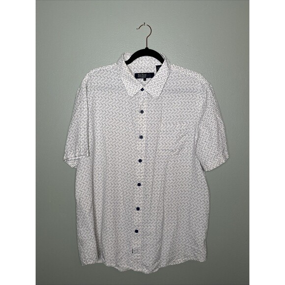 Nat Nast‎ Luxury Men’s Large Short Sleeve Button Up Silk Blend Geometric Print - Picture 1 of 8